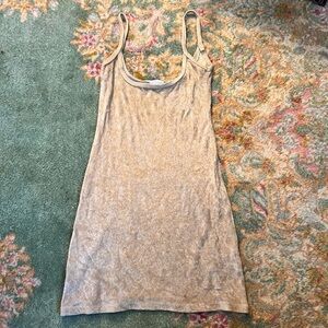 Cream and tan mini dress made out of terrycloth and vintage. Brand: La bar de